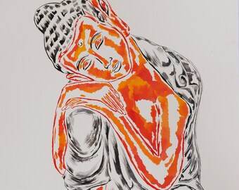Silent Peace | Original Buddha Acrylic Painting | One of One Spiritual Wall Art