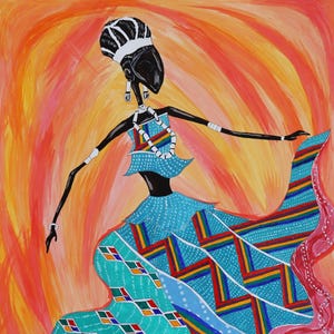 Original African Woman Acrylic Painting | Vibrant Afrocentric Wall Art | Bold Tribal Decor | Cultural Portrait