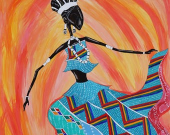 Grace and Presence | Original African Woman Painting | One of One Acrylic Portrait