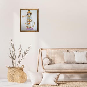 Krishna Handzeichnung Kunstwerk für spirituelle Wohnkultur und einzigartiges Geschenk