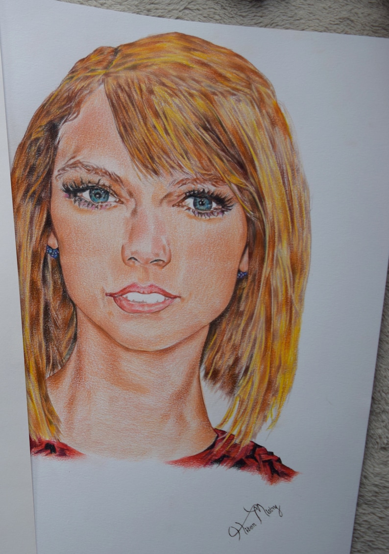 Original Taylor Swift Drawing Taylor Swift Art Hand Drawn Painting Pop