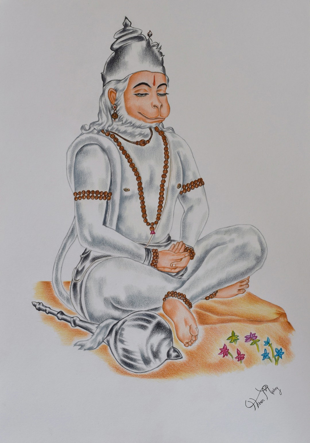 Buy Original Hanuman Drawing Online in India - Etsy