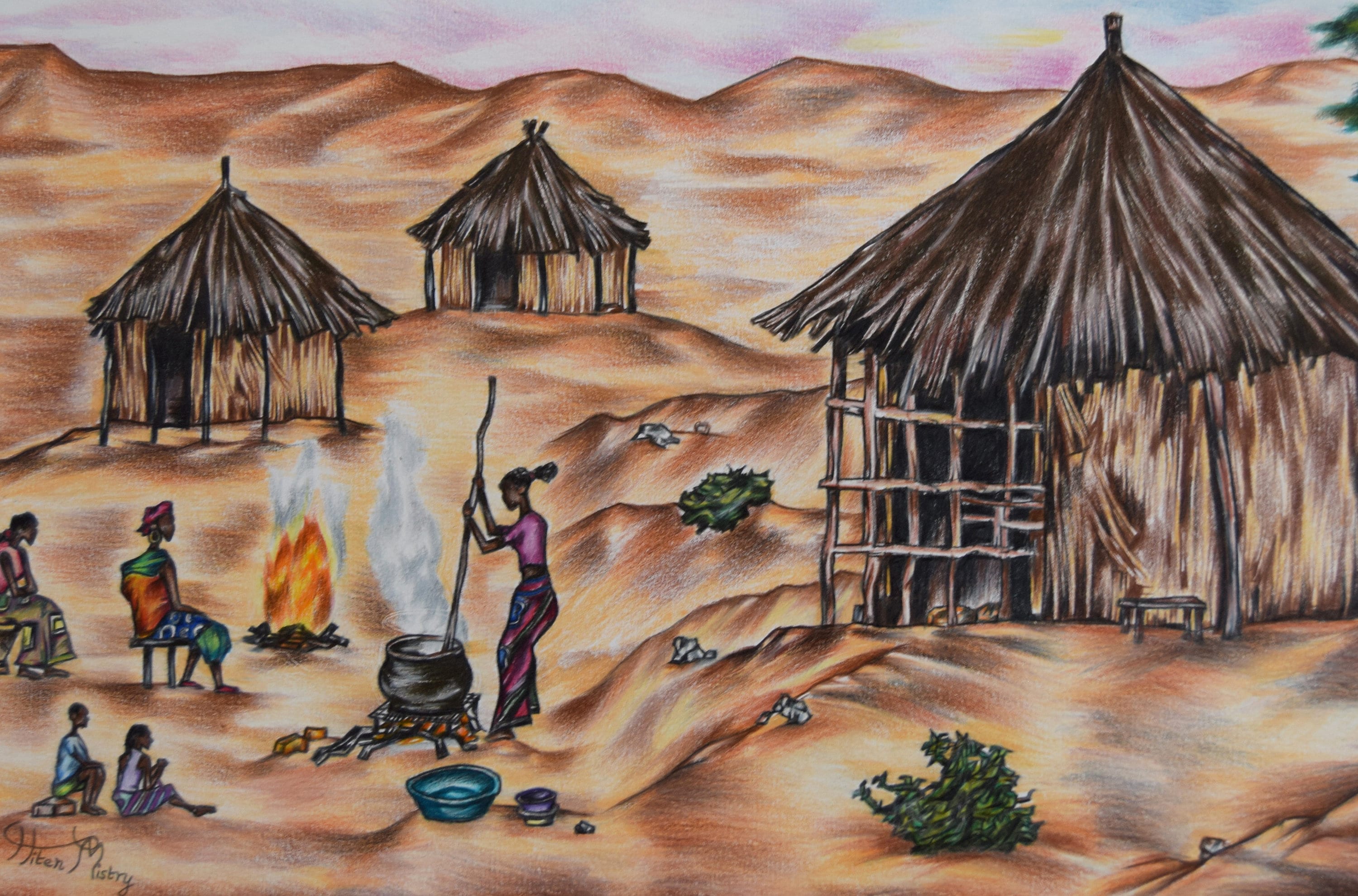 Original African Hut Art Hut Painting African Hut Painting African