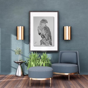 Hand-Drawn Eagle Drawing: Wildlife Art, Wings & Claws (12x17 in)
