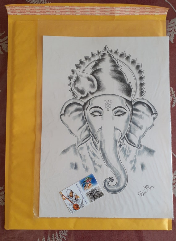 Pencil Color Sketch Of Ganesha - Desi Painters