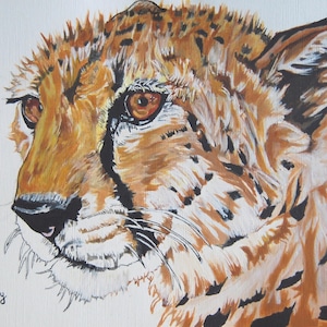 Dipinto di ghepardo africano fatto a mano / Arte acrilica della fauna selvatica / Illustrazione originale di animali