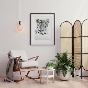 Original Leopard Bleistift Zeichnung | Große Katze Wandkunst | Wildtiere Wohnkultur | Handgezeichnete Tier Illustration | Safari inspirierte Kunstwerk