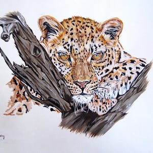 Original Acrylic Leopard Painting | Expressive Big Cat Wall Art | Handmade Wildlife Home Decor