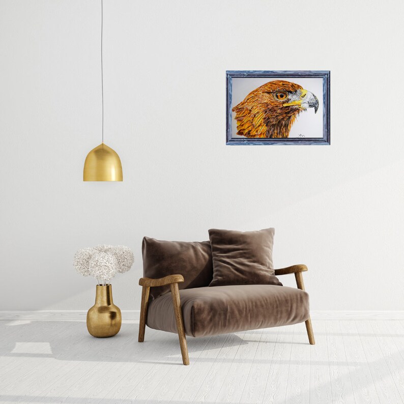 Golden Eagle Original Art Hand Drawn Golden Eagle Original Art Wildlife Painting Bird Artwork