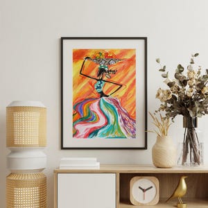 Original African Woman Acrylic Painting: Bold Afrocentric Wall Art