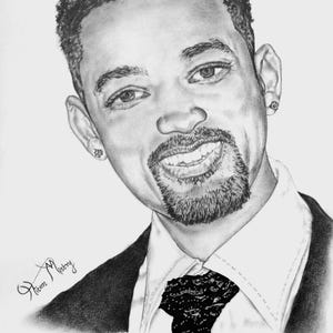Will Smith Graphite Portrait: Hand-Drawn A4 Original Signed Art