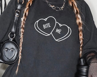 Bite Me Feminist Shirt, Halloween Bite Me Tee, Halloween Bite Me Top, Bite Me Shirt Y2K Shirt