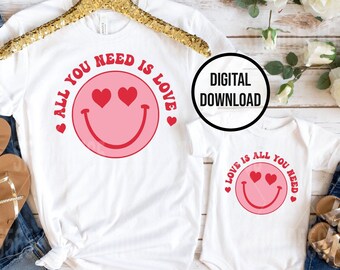 Groovy All You Need is Love Svg, Love Is All You Need Svg, Valentines Day Svg, Love Svg, Matching Mom Valentines Svg