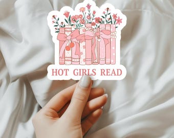 Hot Girls Read Sticker, Booktrovert Stickers, Bookish Sticker, Laptop Decal, Gifts For Readers
