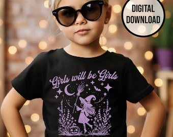 Girls will be Girls Witch Png Witch Download Png Vintage Witch Png Retro Witch Png Girls Wanna Fun Png Vintage Witch Halloween Png Y2k Png