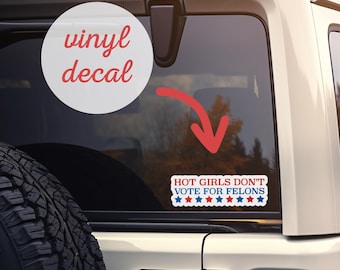 Anti Trump Kiss-Cut Vinyl Decals, My Body My Choice, Hot Girls Don't Vote for Felons, Feminist Gifts, Laptop Decals, Car Decal
