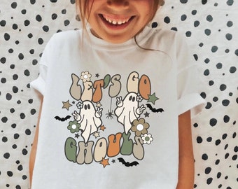 Kids Let's Go Ghouls Halloween Shirt, Retro Halloween T-shirt, Kids Halloween Shirt, Girls Halloween Graphic Tee, Toddler Lets Go Ghouls