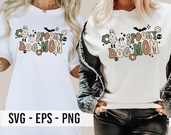 Spooky Dog Mom Halloween Png, Dog Mom Retro Halloween Png, Groovy Halloween Png, Dog is my Boo Halloween Png, Womens Spooky Dog Mom Png