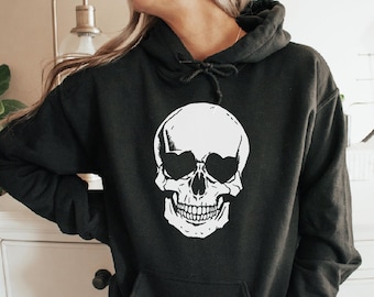 Fall Shirt Skull Hoodie, Halloween Hoodie, Skull Shirts, Skull Sweater, Halloween Skull Sweatshirt, Halloween Skeleton Sweatshirt for Women