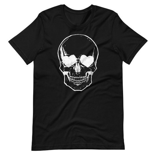 Skull Shirt Skull T-shirt With Heart Eyes Skull Tee Skull - Etsy
