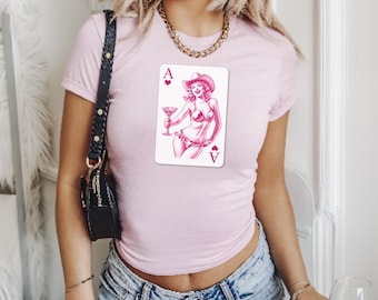 Coastal Cowgirl Beach Surfing Shirt, Playing Card Baby Tee, Ocean Apparel, Cowgirl Summer Coastal Cowgirl Clothing, Cowgirl Surfer