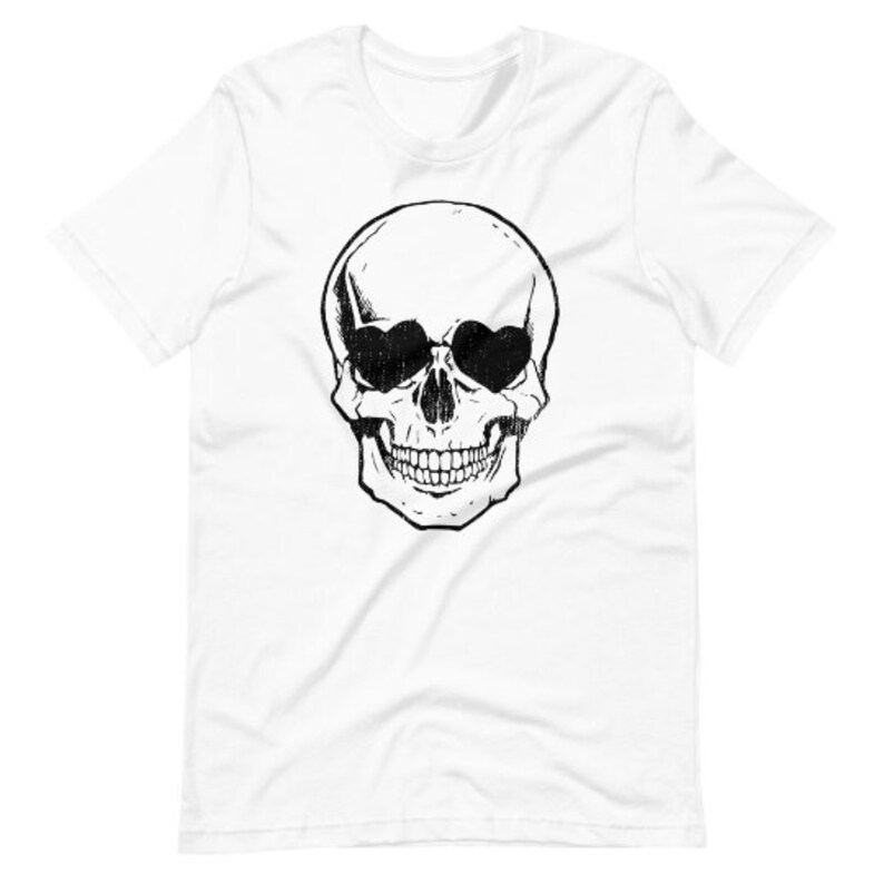 Skull Shirt Skull Tshirt With Heart Eyes Skull Tee Skull Etsy