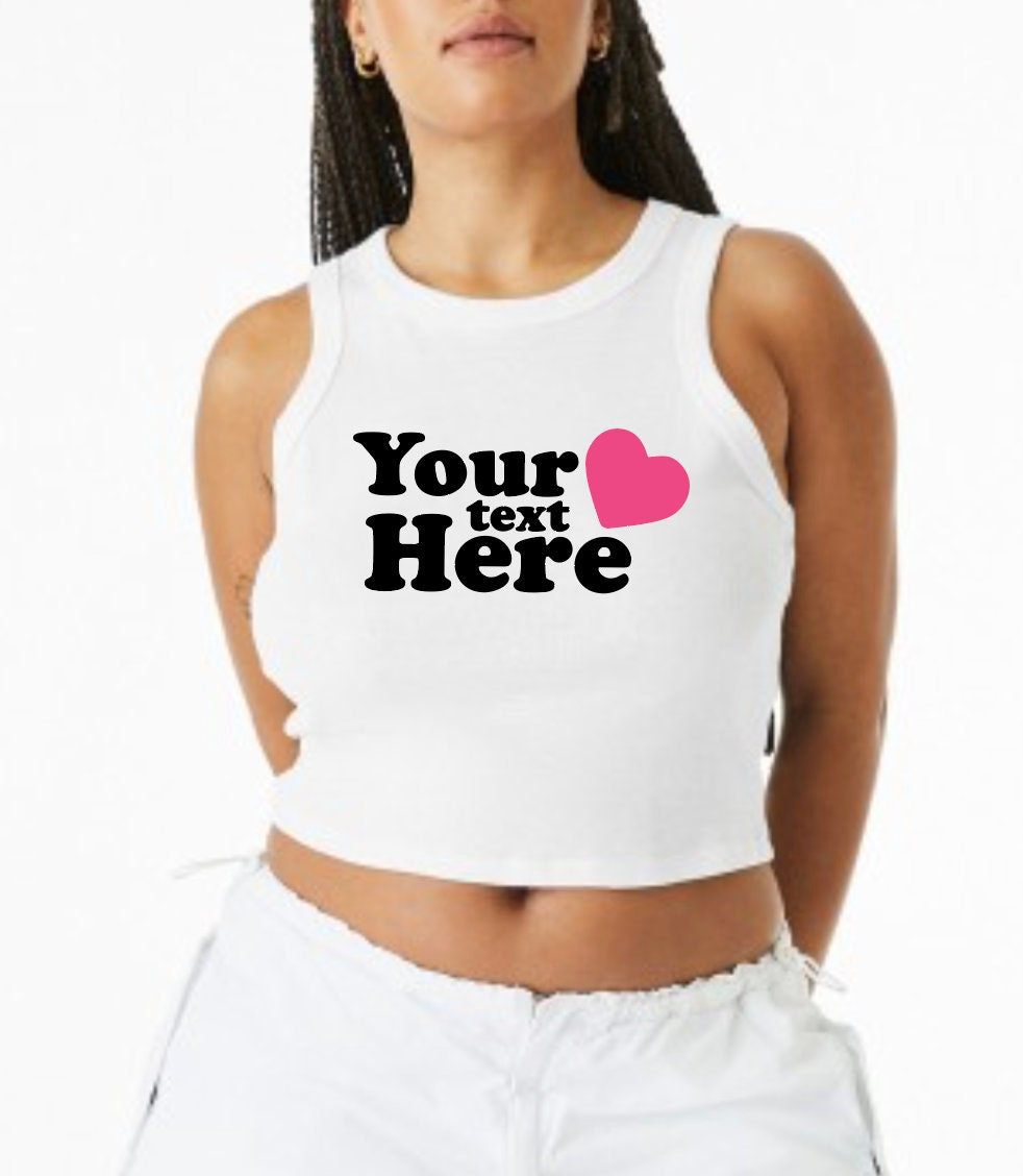 Custom Racer Back Cropped Ribbed Tank, Your Design Here
