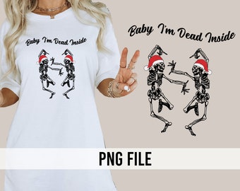 Grappige kerst baby ik ben dood binnen png, dansende skeletten png downloaden, skelet sublimatie, vakantie skelet downloaden illustraties