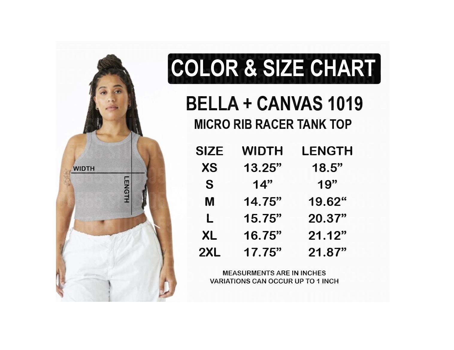 Bella Canvas 1019 Size Chart Micro Rib Racer Tank Top Size Chart