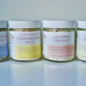 Natural Bath Salt Set | Bath\Body Gift Bundle | Luxury Bath Soak | Milk Bath | Organic Ingredients | Himalayan Salt, Coconut Milk & Herbs