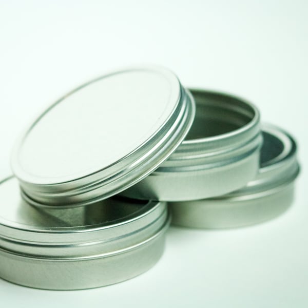 Silver Screw Top Aluminum Tins (SET OF 12) - 2 oz - DIY Tins, Cosmetics, Food, Candy, Coffee Beans, Party Favours