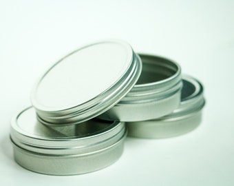 Silver Screw Top Aluminum Tins (SET OF 12) - 2 oz - DIY Tins, Cosmetics, Food, Candy, Coffee Beans, Party Favours