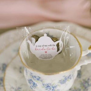 Tea Bridal Shower Favour Tea Wedding Shower Favor Cup of Tea with the Bride-to-Be Afternoon Tea High Tea Guest Gift Zero Waste image 1