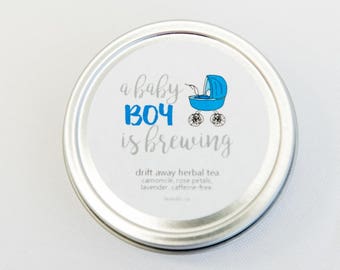 Baby Boy Shower Favor - Baby Boy is Brewing - Shower Guest Gift - Baby Shower Tea - New Baby Favors - Cute Baby Shower Favour - Blue Favor