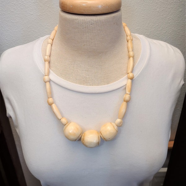 Bone Bead Necklace Etsy