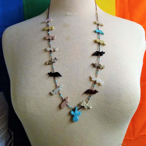 Collar fetiche vintage nativo americano multi piedra preciosa