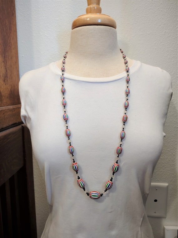 Vintage Chevron Venetian Glass Bead necklace