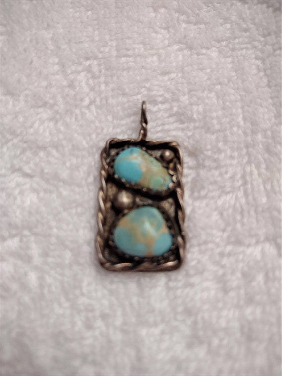 Vintage Old Pawn Sterling Silver and Turquoise Pe… - image 2