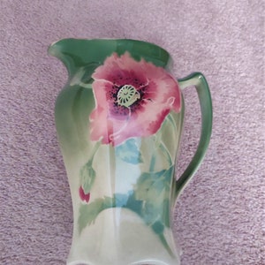 K&G Luneville France Antique Pitcher with Poppies