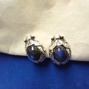 Georg Jensen Sterling &quot;Heritage&quot; Earrings #34 with Labradorite, Clip-on