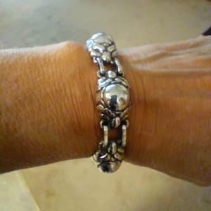 Georg Jensen 57A Link Bracelet Sterling Silver Balls Inside Raised Leaves