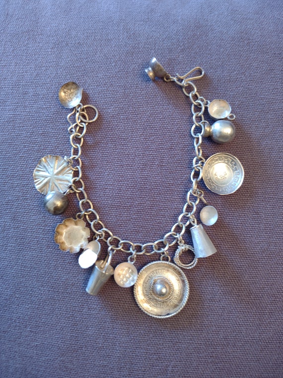 Vintage Mexican Sterling Charm Bracelet