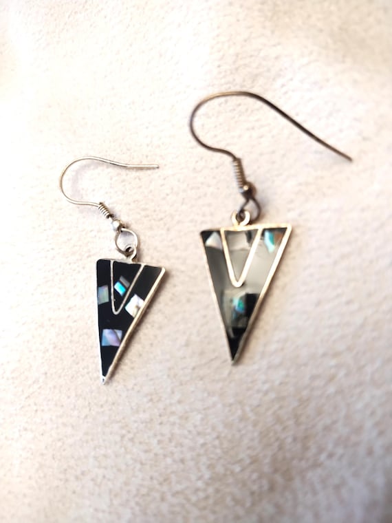 Alpaca Abalone Dangle Earrings - image 1