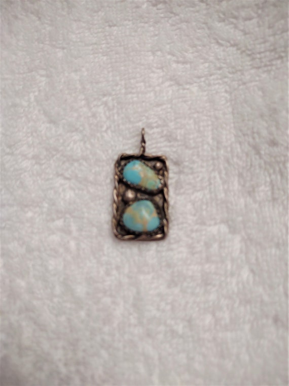 Vintage Old Pawn Sterling Silver and Turquoise Pe… - image 1