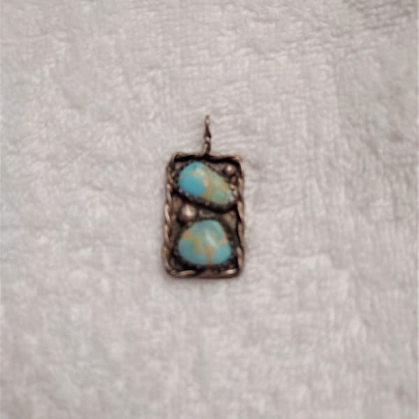 Vintage Old Pawn Sterling Silver and Turquoise Pendant