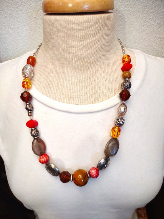 Vintage Treska Multi-Color Bead Necklace