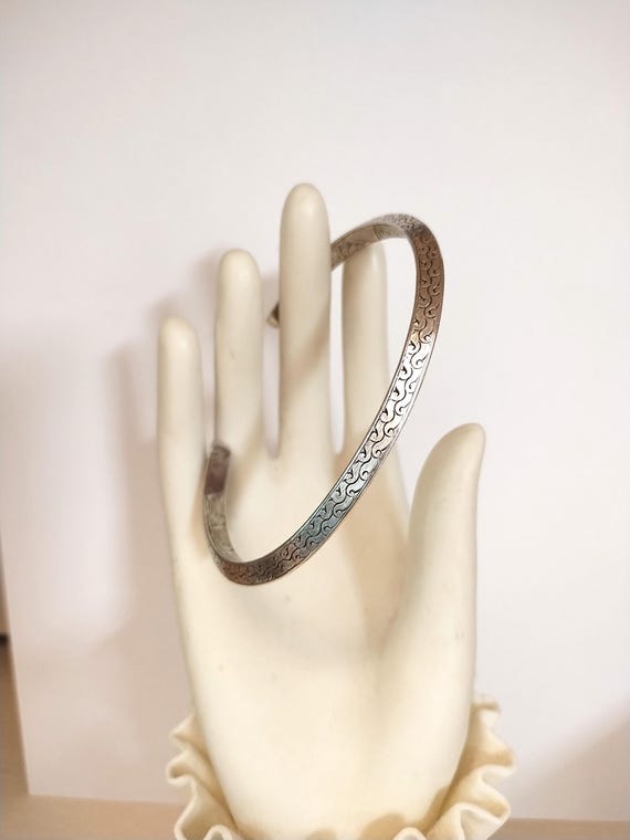 Sterling Cuff Bracelet with Scrolling Etching