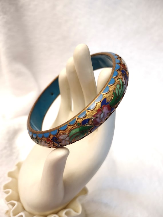 Vintage Chinese Champlevé Cloisonne Bangle Bracele