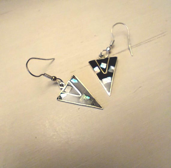 Alpaca Abalone Dangle Earrings - image 2