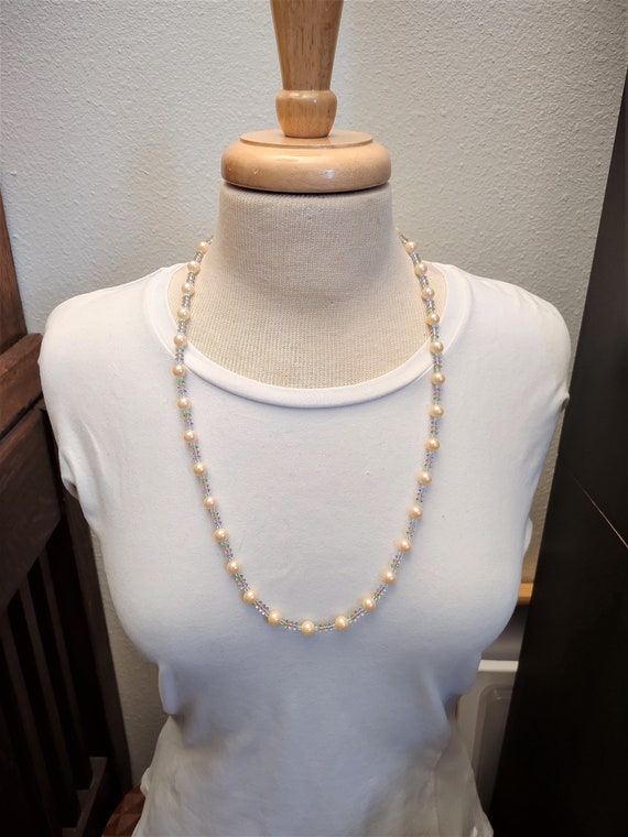 Miriam Haskell Crystal and Faux Pearl Necklace